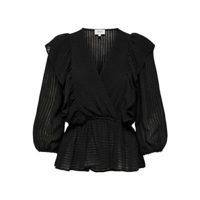 Abbildung von ONLY Damen Onllondon 3/4 Ruffle Noos Wvn Top, Schwarz, S EU