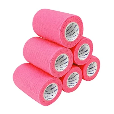 Abbildung von COMOmed selbstklebender verband elastische binde handgelenk bandage pflaster rolle Dog Bandagen Tierische 7.5 cm (Rosa, 6 Rollen)