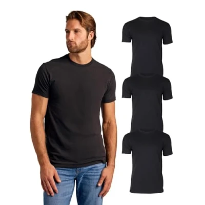 Abbildung von True Classic Herren T Shirt mit Rundhalsausschnitt und kurzen Ärmeln, 3er Pack Schwarz, L