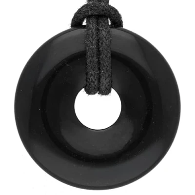Abbildung von Lebensquelle Plus Onyx Edelstein Donut Ø 30 mm + Baumwollband Anhänger Echte Heilsteinkette inkl. Band