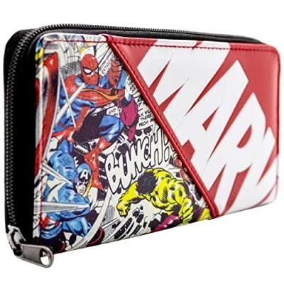 Abbildung von AVENGERS Avenger Comic Stil Superhelden Charaktere Portemonnaie Clutch Münzfach &amp; Kartenhalter, Rot