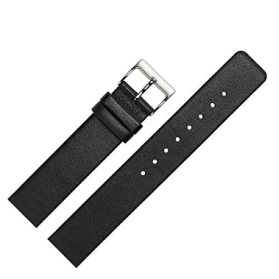 Abbildung von MARBURGER Uhrenarmband 14mm Leder Schwarz Silber Glatt Montage Set 7621410000120
