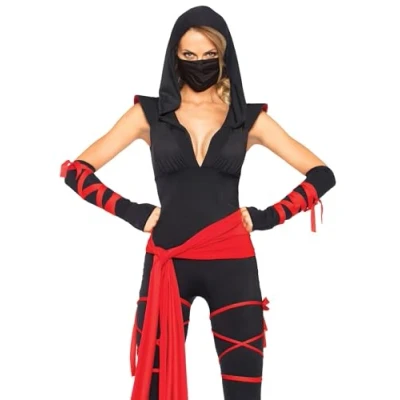 Abbildung von LEG AVENUE Damen Deadly Ninja Kost me, Black &amp; Red, Größe XL (EUR 44 46)