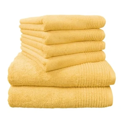 Abbildung von Dyckhoff 0410996825 Handtuchset &quot;Brillant&quot;, 2 Badetücher / Duschtücher 70 x 140 cm und 4 Handtücher 50 100 cm, 6 teilig, mais