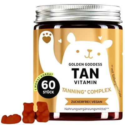 Abbildung von Tanning Gummibärchen Für sonnengeküsste Bräune &amp; natürlichen Glow mit Lutein, Astaxanthin, Vitamin C, E, Beta Carotin, Calcium Kupfer Vegan Zuckerfrei 60 Stück Bears with Benefits​