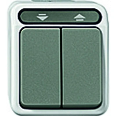 Abbildung von Schneider Electric Merten MEG3715 8029 Aufputz Rollladenschalter, 1 polig, Feuchtraum Schalterprogramm, IP44, Lichtgrau, AQUASTAR