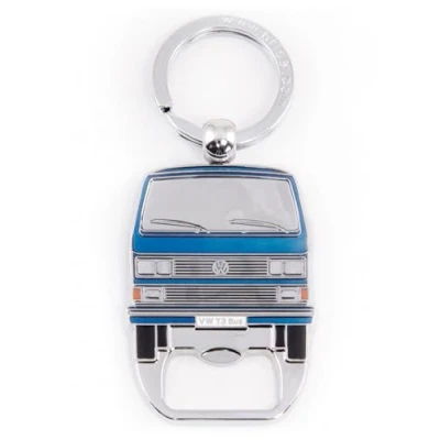 Abbildung von BRISA VW Collection Volkswagen Schlüssel Anhänger Ring Schlüsselbund Accessoire Keyholder mit Bier Flaschen Öffner im T3 Bulli Bus Design (Bus Front/Blau)