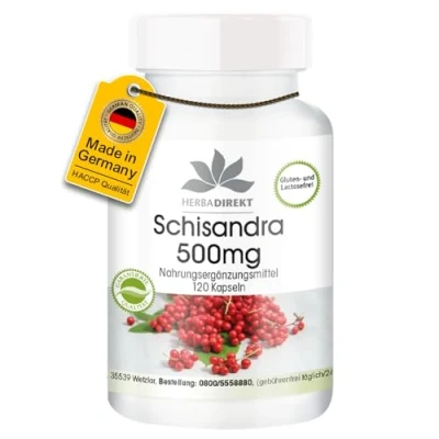 Abbildung von Schisandra Kapseln 500mg 120 Großpackung HERBADIREKT by Warnke Vitalstoffe Deutsche Apothekenqualität