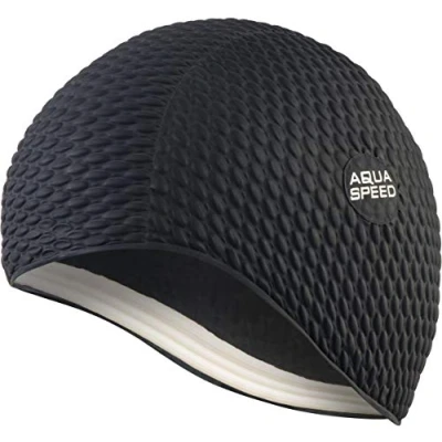 Abbildung von Aqua Speed Badehaube Damen Badekappe Mädchen Lange Haare Frauen Schwimmmütze extrem dehnbar Schwimmkappe warm Womens Swimming Cap for Long Hair Latex schwarz 07 Bombastic