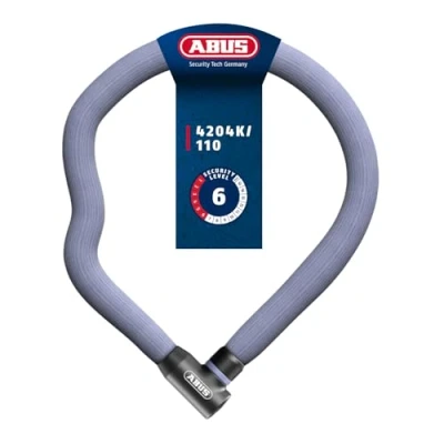 Abbildung von ABUS Kettenschloss Goose Lock 4204K biegsames, klapperfreies Fahrradschloss aus gehärtetem Stahl 4 mm starke Stahlkette, 28 Gesamtdurchmesser 110 cm lang mit Schlüssel Blau