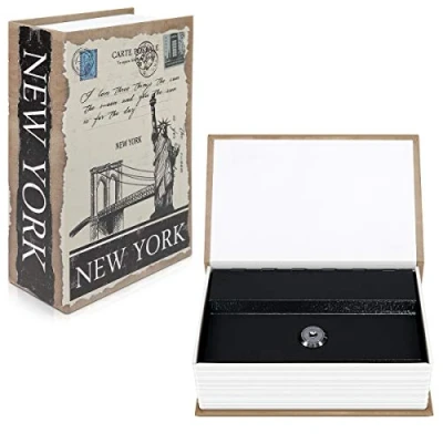 Abbildung von Navaris Buchtresor Versteck Größe M mit 2X Schlüssel 18,5 x 11,5 5,2cm New York Design Buchsafe Attrappe Geheimfach Buch Geldversteck