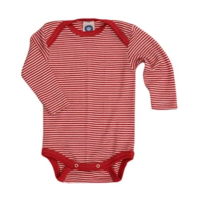 Abbildung von Cosilana, Baby Body Langarm, 70% Wolle, 30% Seide (Rot/Natur, 98 104)