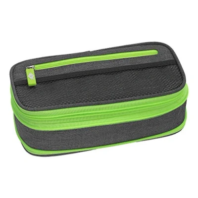 Abbildung von WEDO 24244011 Schlamperbox neon Stretch, vergrößerbar, mehrere Fächer, Stiftschlaufen, inkl. Stundenplan, grau grün