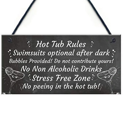 Abbildung von RED OCEAN Kreidetafel Whirlpool Rules Hängeschild Sommer Haus Garten Geschenk