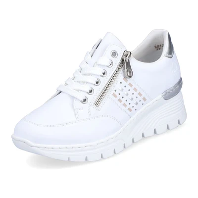 Abbildung von Rieker Damen Low Top Sneaker N8321, Frauen Halbschuhe, lose Einlage,straßenschuhe,Strassenschuhe,Sportschuhe,Freizeitschuhe,Weiss (80),42 EU / 8 UK