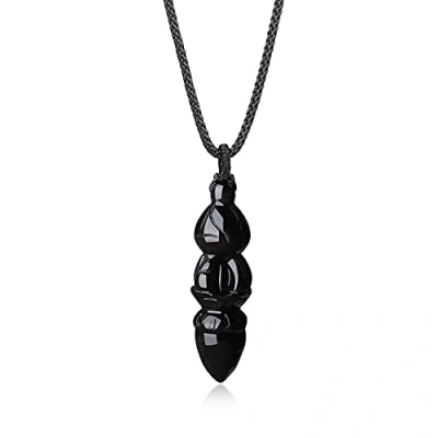 Abbildung von COAI Geschenkideen Herren Buddhismus Amulett Halskette mit Dorje Anhänger Gebetsanhänger Phurba aus Obsidian
