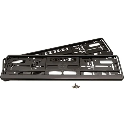 Abbildung von 2 Kennzeichenhalter Auto Set eTopio inkl. 4 Schrauben Nummernschildhalter für EU KFZ Kennzeichen 520 mm x 110 Premium Autokennzeichen Halterung Nummernschildhalterung schwarz