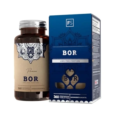 Abbildung von FS Bor 360 Boron Vegane Bortabletten 6mg Borergänzung pro Portion Tabletten Gentechnik , Gluten und Allergenfrei Hergestellt in Großbritannien