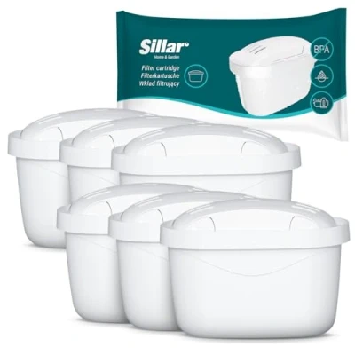 Abbildung von Sillar Wasserfilter Kartuschen kompatibel mit BRITA Maxtra+, Marella, Aluna, Elemaris 6er Pack, Aktivkohle &amp; Ionenaustauscher, BPA frei, reduziert Kalk und Chlor, für sauberes Trinkwasser