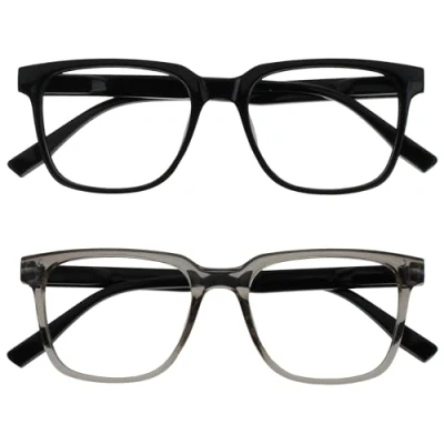 Abbildung von OPULIZE LEO Lesebrille 2er Pack Großes Rechteckiges Gestell Schwarz, Grau Herren Damen Federscharniere RR55 17 +2.00