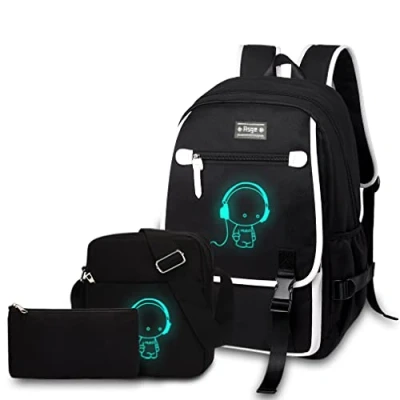 Abbildung von Asge Schulrucksack Jungen Mädchen Teenager Rucksack Groß 3 teiliges Set Schulranzen Reflektierender Wasserdicht Backpack School Bags for Boys Schultasche für Schule Travel Outdoor