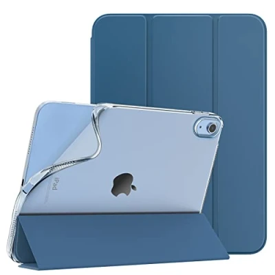 Abbildung von TiMOVO Hülle Kompatibel mit iPad 10 Generation 10,9 Zoll 2022, Dreifach Gefaltet PU Leder Schutzhülle Weich TPU Rückhülle, Auto Schlaf/Aufwach Case für 10, Grau Blau