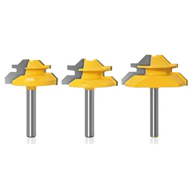 Abbildung von APlus 3tlg. 1/4 Inch 6,35mm Verleimfräser Gehrung Oberfräse 45 Grad Lock Miter Router Bit Holzbearbeitung Fräser Schneidwerkzeug für Graviermaschine Trimmmaschine