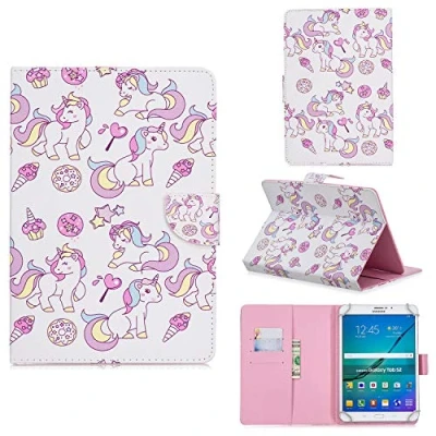 Abbildung von Schutzhülle für 9 10,1 Zoll Tablet, Flip Huawei MediaPad T3 T5/M5 Lite 10, Galaxy Tab A 10.1/Tab E 9,6 Zoll, iPad 9.7 2018, ASUS ZenPad Lenovo 4 X304F/Tab X103F, Einhorn