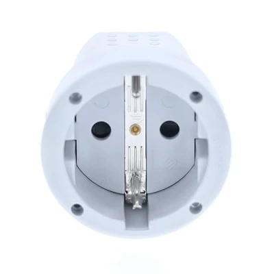 Abbildung von as Schwabe PVC Kupplung Schutzkontaktkupplung mit doppeltem Schutzkontakt Anschluss Leitungen bis max. 1,5mm² 230V 16A IP20 Grau, 62223