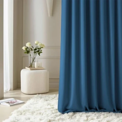 Abbildung von ROOM99 Vorhang mit Kräuselband Aura 140 x 260 cm Breite Höhe Schiebegardinen Deko Modern Curtain Gardine Wohnzimmer Schlafzimmer Dunkelblau, 1 Stück