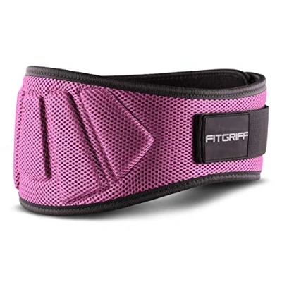 Abbildung von FITGRIFF® Gewichthebergürtel V1 Fitness Gürtel für Bodybuilding, Krafttraining, Gewichtheben und Crossfit Training Trainingsgürtel Damen Herren (Pink, S)