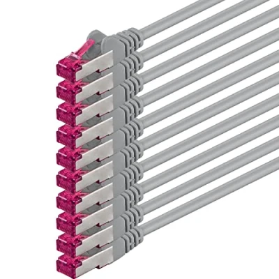 Abbildung von 1aTTack.de 0,25m grau 10 Stück Netzwerkkabel Cat6a (10Gb/s) S FTP CAT 6a Lankabel GHMT zertifiziert PIMF 500 MHz Cat5 Cat5e Cat6 Cat7 für Switch, Router, Modem, Internet