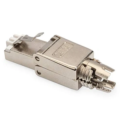 Abbildung von DIGITUS Cat 6A Netzwerkstecker Feldstecker 360 Geschirmt RJ45 Stecker Werkzeugfrei 10GBase T 500 MHz AWG 26/7 bis 22/1