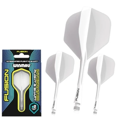 Abbildung von WINMAU Fusion Weiß Kurz Integriertes Dartflug und Schaftsystem 1 Set pro Packung (insgesamt 3 Flug Schäfte)