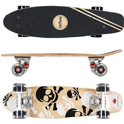 Abbildung von FunTomia Mini Board Cruiser Skateboard 57cm aus 7 lagigem kanadischem Ahornholz inkl. ABEC 9 Kugellager mit oder Ohne LED Rollen