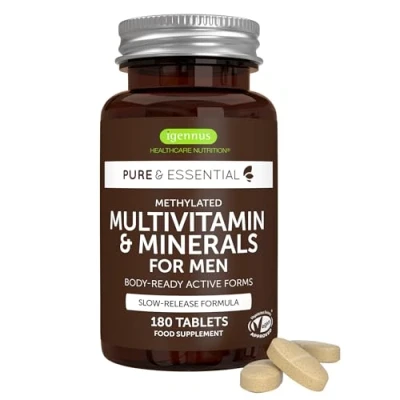 Abbildung von Advanced Multivitamin Tabletten für Männer, 21 Vitamine &amp; Mineralien, angereichert mit Lycopin, Vitamin D, methyliertem B6 und B12 Energie, Langzeitformel, 180 Tabletten, von Igennus