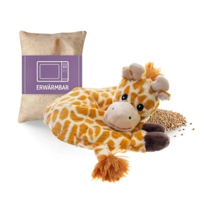 Abbildung von Habibi Plush Premium 1743 Neckwarmer/Schal/Nackenhörnchen Giraffe f. Kinder und Erwachsene, mit herausnehmbarem Körnerfüllung Wärmestofftier/Wärmekissen zum Erwärmen in der Mikrowelle/Backofen