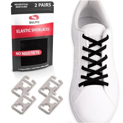Abbildung von SULPO 2 Paar Schnürsenkel ohne binden Schick Schnellschnürsystem Elastische Ersatz Schlaufen für alle Schuhe