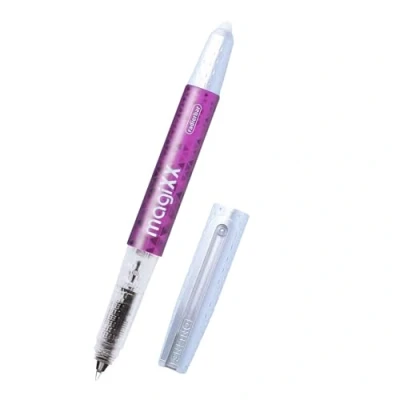 Abbildung von Online magiXX radierbarer Tintenroller Lila mit Tintenpatrone I Rollerball 0,7mm Strichstärke inkl. 1x Patrone blau Stift für Schule, Uni und Büro thermosensitive Tinte
