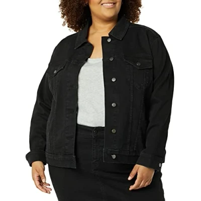 Abbildung von Amazon Essentials Damen Jeansjacke (erhältlich in Übergröße), Schwarze Waschung, M