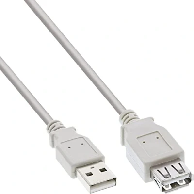 Abbildung von InLine 34650X USB 2.0 Verlängerung, Stecker / Buchse, Typ A, beige/grau, 0,5m