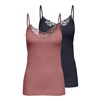 Abbildung von ONLY Onlkira LIFE Singlet 2 PACK Top, Damen, Größe: Small, Night sky/withered rose