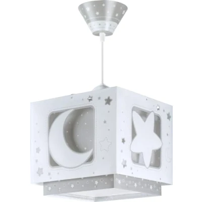 Abbildung von Dalber Lampe kinderzimmer, kinderlampe Pendelleuchte Hängelampe, Deckenleuchte Kinder, Deckenlampe Mond und Sterne Grau MoonLight, 63232E, E27