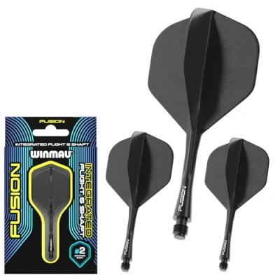 Abbildung von WINMAU Fusion Schwarz Kurz Integriertes Dartflug und Schaftsystem 1 Set pro Packung (insgesamt 3 Flug Schäfte)