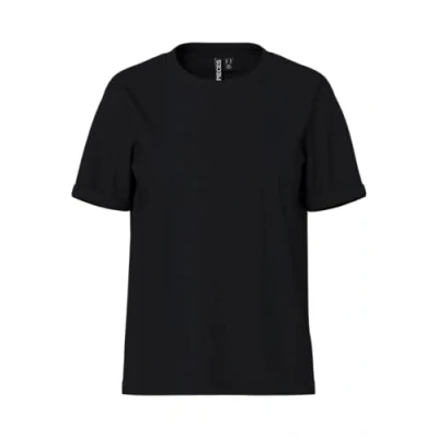 Abbildung von PIECES Damen Pcria Ss Fold Up Tee Stripes Noos Bc, Schwarz,M