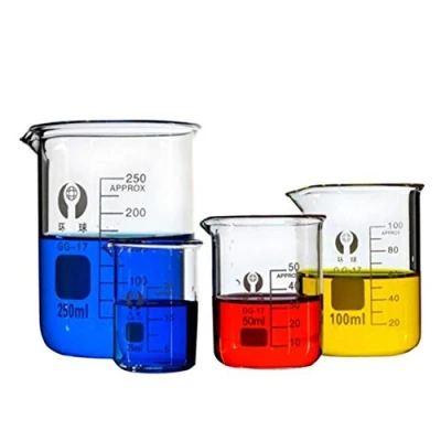 Abbildung von TuToy 5 Stück Ml 10 25 50 100 Becherset Hochwertiges, Hochtemperaturbeständiges Glasbecherglas Borosilikatglas Bechervolumenmessung Laborglaswaren