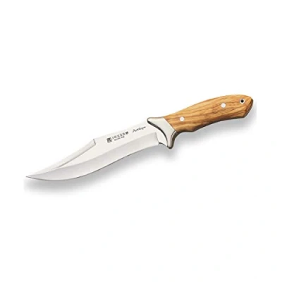 Abbildung von Joker Jagdmesser CO01 Antílope, Griff aus Olivenholznholz, Gürtelmesser mit 19,5 cm Gebogene Klinge, brauner Lederscheide, Werkzeug zum Angeln, Jagen, Camping und Wandern