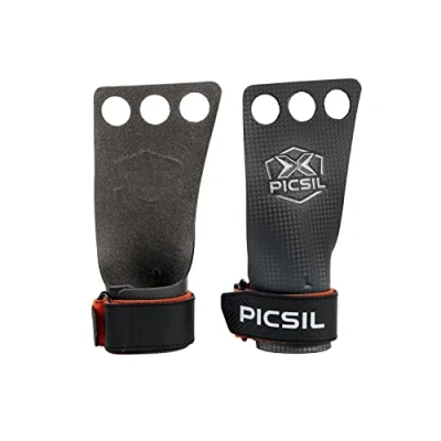Abbildung von PICSIL RX Carbon Grips, Crosstraining Hand Grips Für Gewichtheben, Handschuhe Muscleups, Pull Ups, Gymnastik, Verhindert Blasen und Risse, Männer Frauen (Orange 3H, XL)