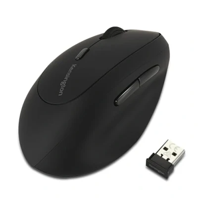 Abbildung von Kensington Pro Fit Ergo Kabellose Maus für Linkshänder, Computermaus mit Ergonomischem Design 6 Tasten Steuerung und USB Anschluss, Schwarz, K79810WW