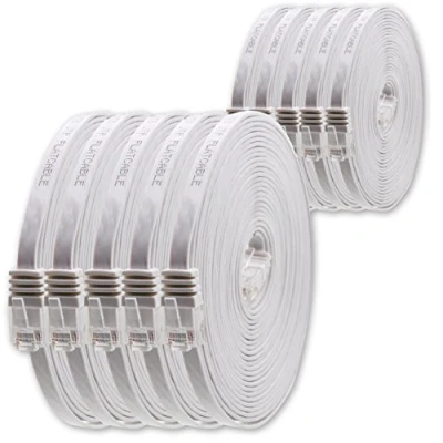 Abbildung von 0,5m Weiss 10 Stück Cat.6 Flaches Netzwerkkabel Cat6 Flachkabel Ultra Flach Patchkabel 1000 Mbit/s Gigabit LAN (RJ45) Slim Micro